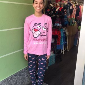 Pigiama donna lungo pantera rosa