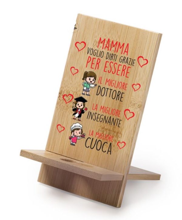 Porta cellulare in legno per la mamma