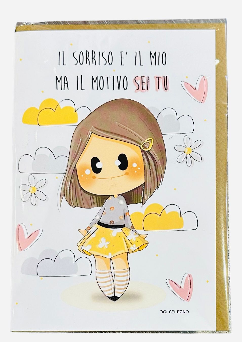 Biglietto augurale "Il sorriso è il mio ma il motivo sei tu..."