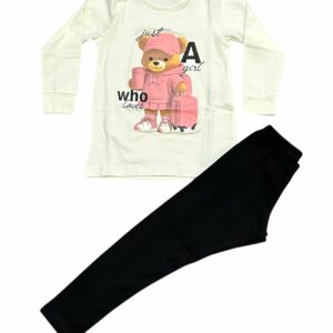 Completo Maglia manica lunga con orsetto e leggins nero