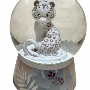 Palla di vetro con leopardo bianco