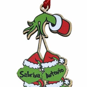 Decorazione natalizia in legno del Grinch con nomi
