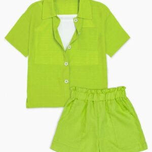 Alternative view of Completo ragazza 3 pezzi con pantaloncini e bottoni a fiore