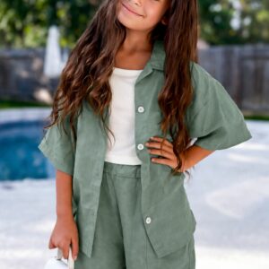 Completo ragazza 3 pezzi con pantaloncini e bottoni a fiore