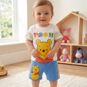 Completino bianco/celeste di Winnie the pooh