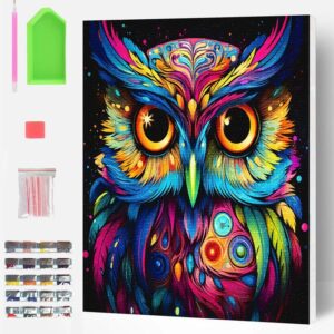 Alternative view of Diamond Painting - Gufo dai colori vivaci