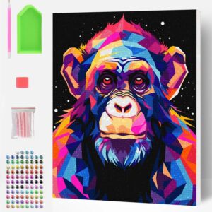 Alternative view of Diamond Painting - Scimpanzé dai colori vivaci