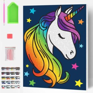 Alternative view of Diamond Painting -Unicorno dai colori vivaci