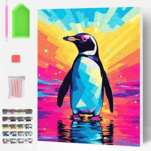 Alternative view of Diamond Painting -Pinguino dai colori vivaci