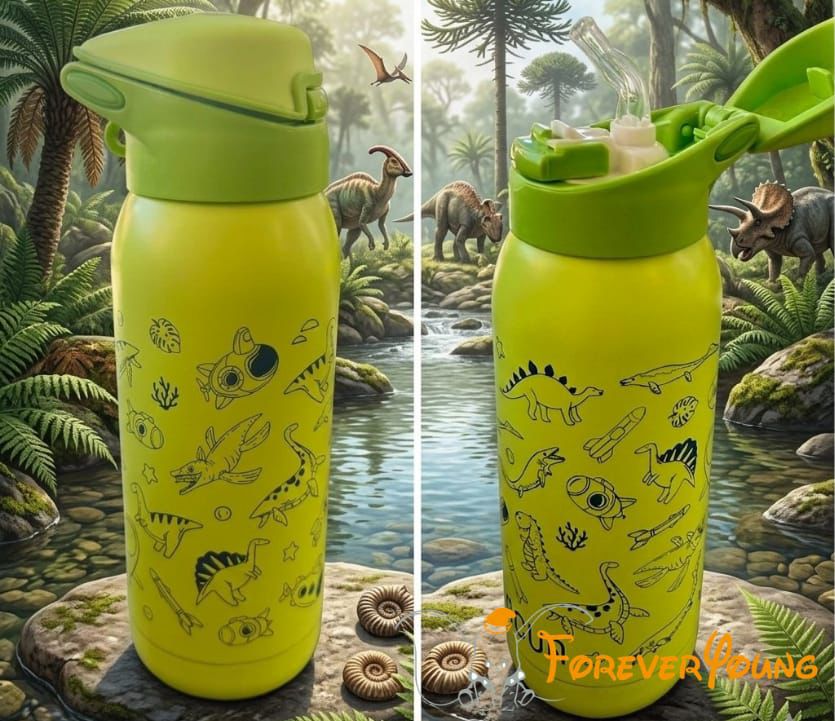 Borraccia termica spazio e dinosauri
