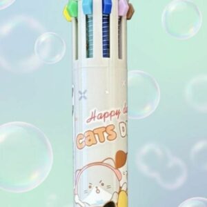 Penna 10 colori gattino grigio