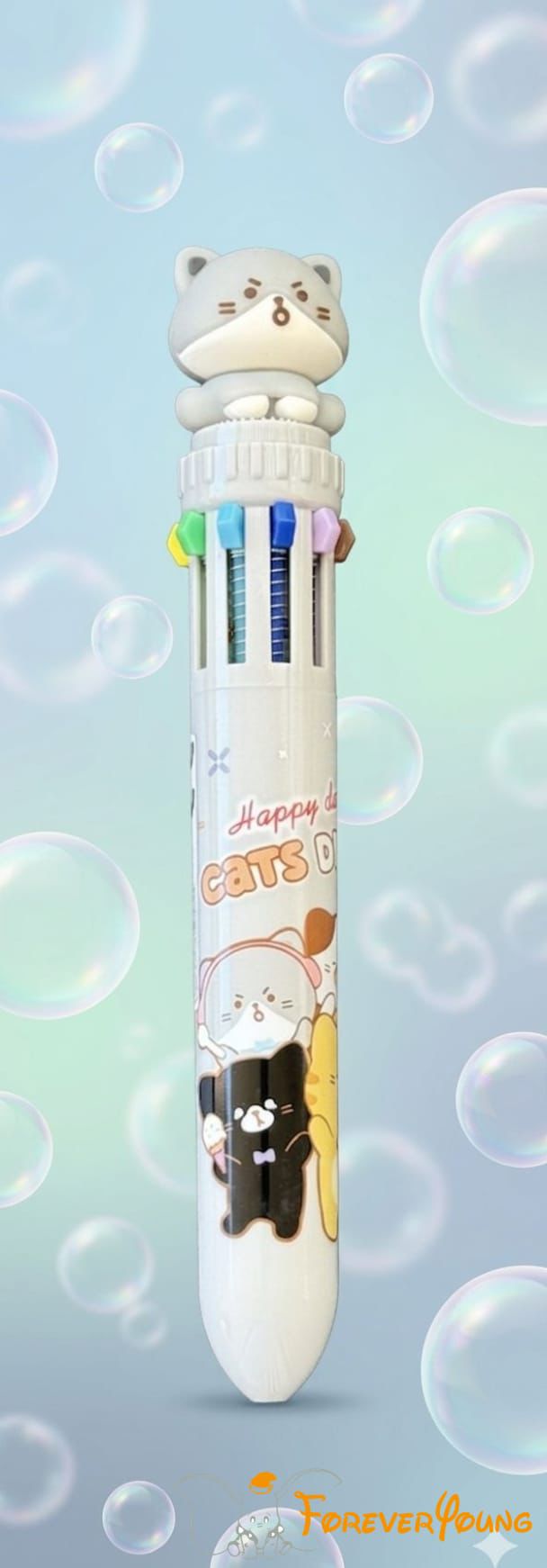 Penna 10 colori gattino grigio