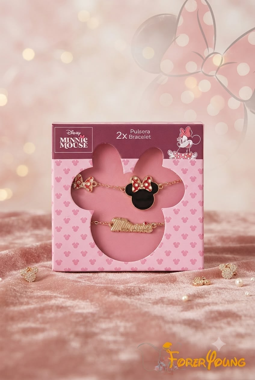Set di 2 braccialetti per bambini di Minnie in confezione regalo