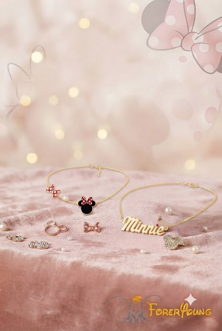 Set di 2 braccialetti per bambini di Minnie in confezione regalo - immagine 2